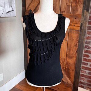 Cable & Gauge Petite Black Ruffle Tank Top – Size M